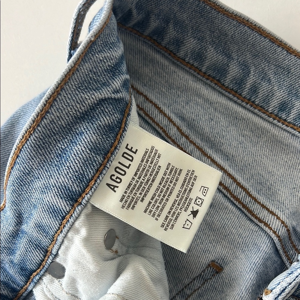 AGOLDE Toni Mid Rise Skinny Jeans in Daylight Light Wash Distressed 27 - Picture 8 of 9